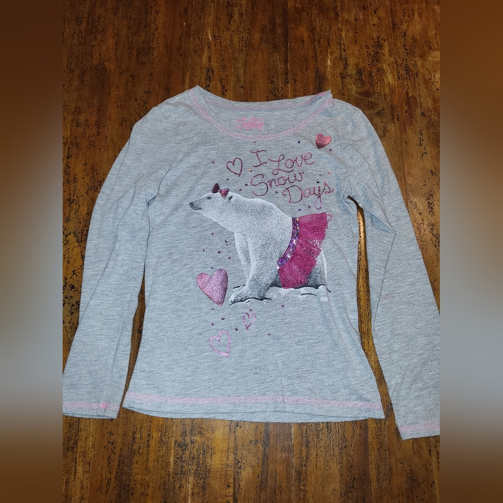 Girl's Justice long sleeve shirt Pink gray size 10